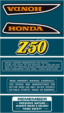 Set Honda XL 125 100S 80S XR 80 100 Z50J Z50R Sticker Decal Emblem Gas Fuel  Tank