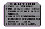 Z50 Mini Trail Air Filter Caution