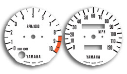 Yamaha RD400 gauge face decals