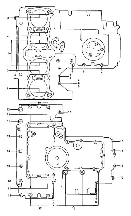 Crankcase - See parts list below