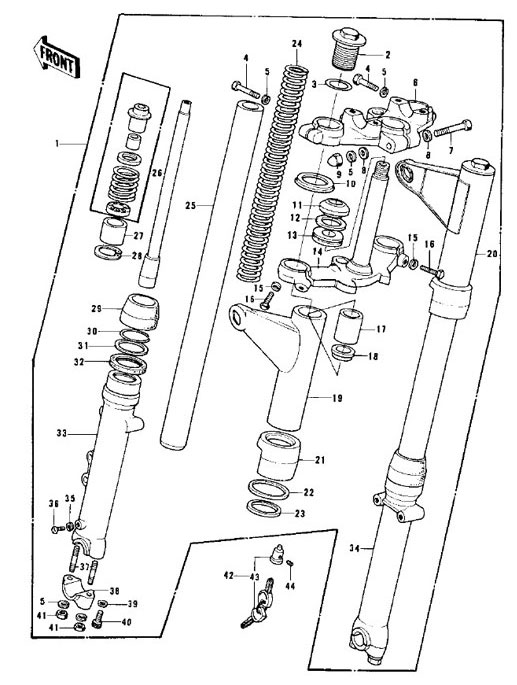 FRONT FORK for 1976-77 Kawasaki KZ900 A4 / A5